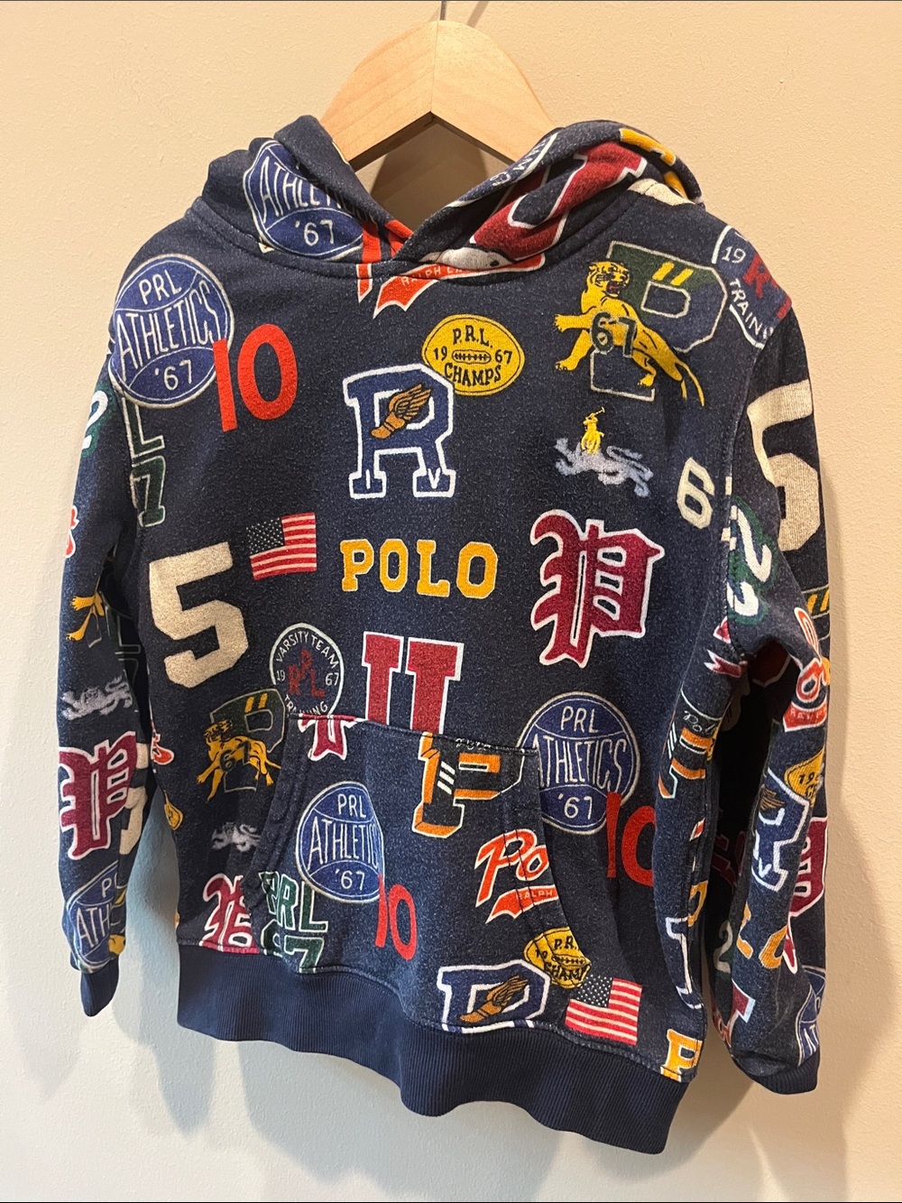 Polo by Ralph Lauren Navy Multicolor All-Over Logo Hoodie